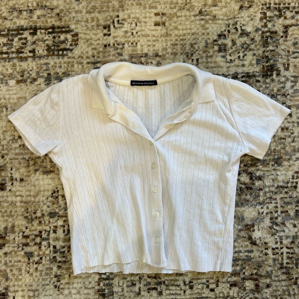 Brandy Melville White Button-Down Shirt